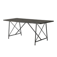 79 Inch Dining Table, Black Rectangular Top, Sleek X Shaped Iron Legs - BM312109