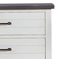 Akira 42 Inch Tall Dresser Chest, 5 Drawers, White Solid Wood, Gray Top - BM312113