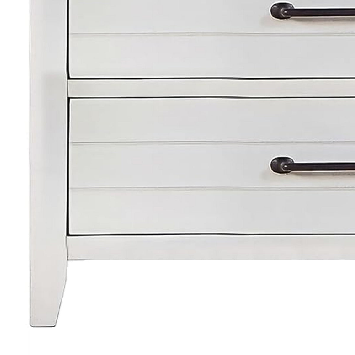 Akira 42 Inch Tall Dresser Chest, 5 Drawers, White Solid Wood, Gray Top - BM312113