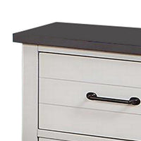 Akira 24 Inch Nightstand, 2 Drawers, White Solid Wood Frame and Gray Top - BM312115