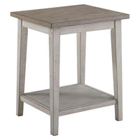 Eleni 24 Inch Side Table, Square Bottom Shelf, Antique White and Gray Wood - BM312127