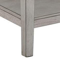 Eleni 24 Inch Side Table, Square Bottom Shelf, Antique White and Gray Wood - BM312127