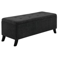 Uriel 3 Piece Storage Bench and 2 Nesting Ottomans, Tufted Dark Gray Fabric - BM312136