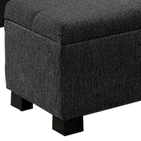 Uriel 3 Piece Storage Bench and 2 Nesting Ottomans, Tufted Dark Gray Fabric - BM312136