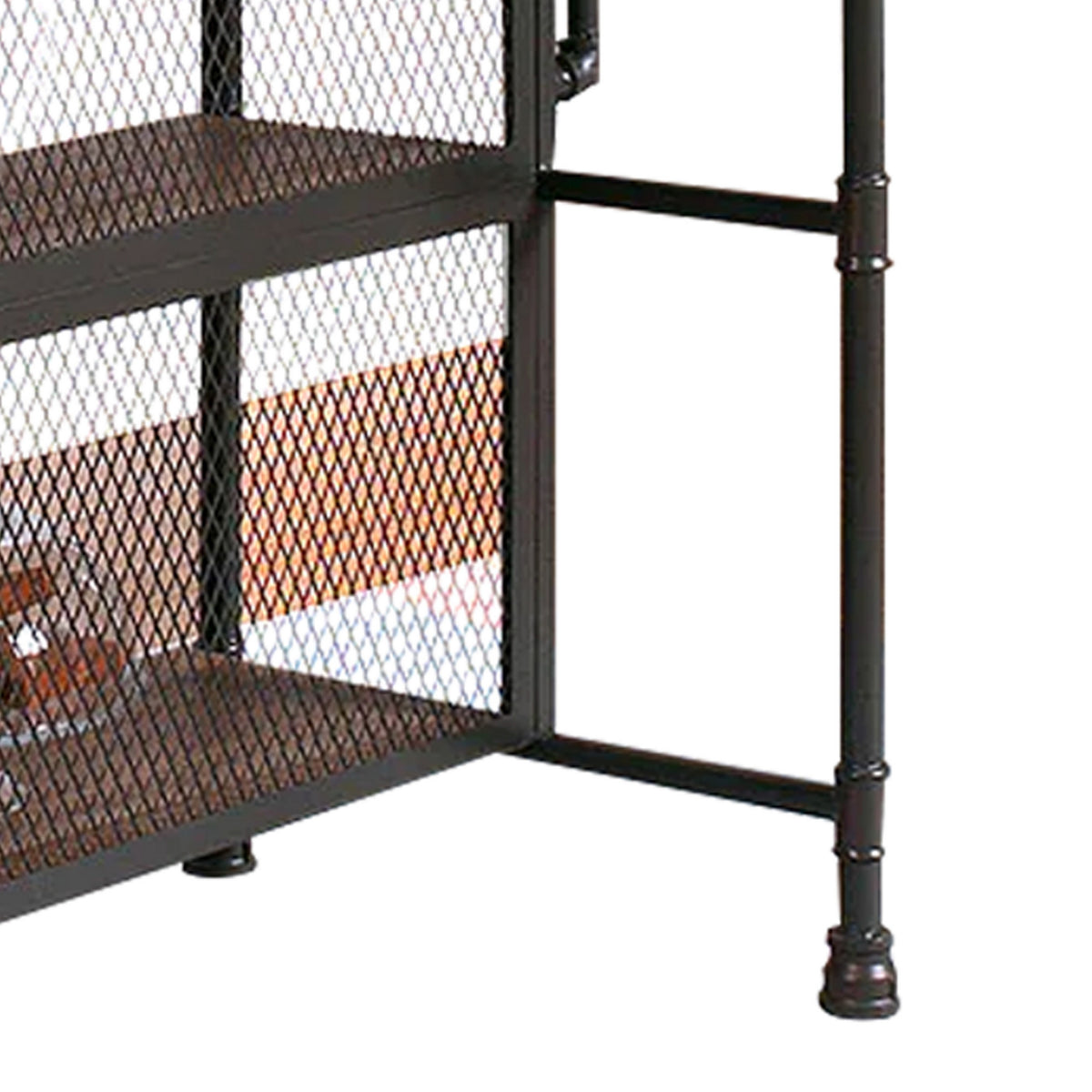 59 Inch Bar Table with Hanging Rack, Sand Black Metal, Natural Brown Wood - BM312137