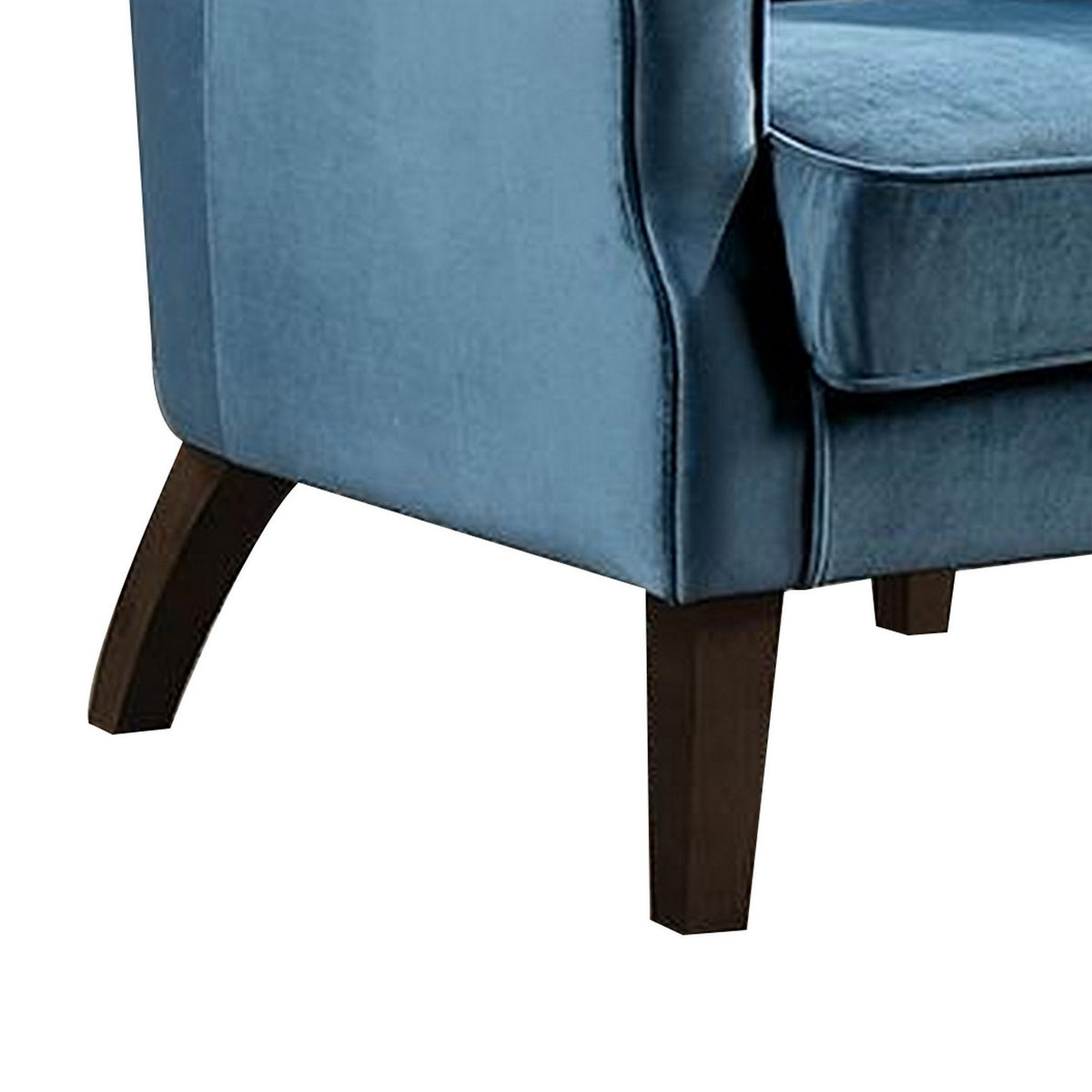 32 Inch Accent Chair, Wingback, Channel Tufted Dark Teal Fabric, Solid Wood - BM312138