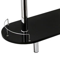 Zaina 42 Inch Modern Bar Table, 3 Shelves, Tempered Glass, Black, Chrome - BM312147