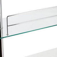Zaina 42 Inch Modern Bar Table, 3 Shelves, Tempered Glass, White, Chrome - BM312148