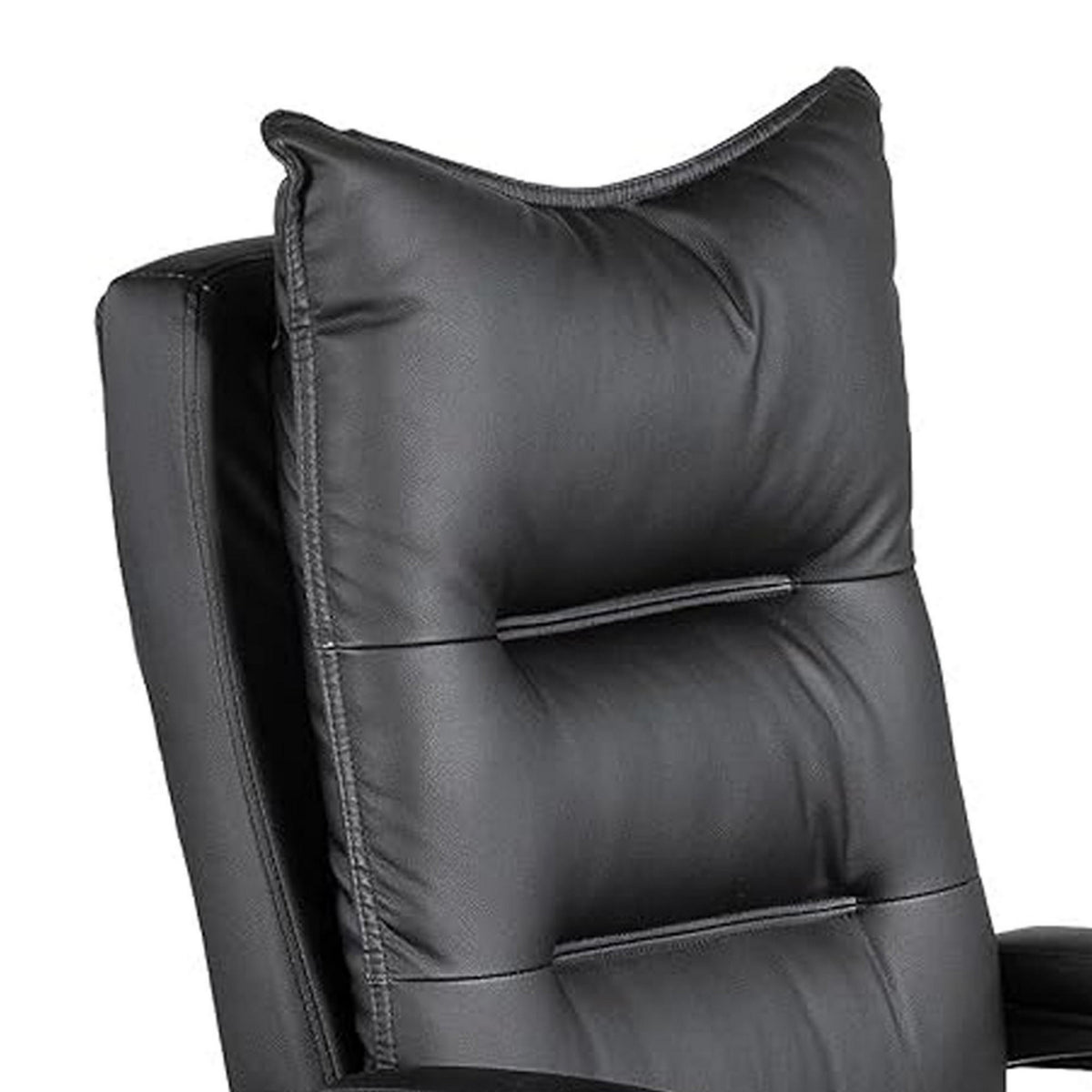 Elin 46 Inch Office Chair Recliner, Footrest, Black Faux Leather, Wheels - BM312152