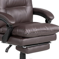 Elin 46 Inch Office Chair Recliner, Footrest, Brown Faux Leather, Wheels - BM312153