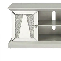 Rigo 60 Inch TV Entertainment Console, 2 Doors, Mirrored, Acrylic, Silver - BM312156