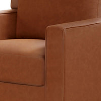 Heun 32 Inch Accent Chair, Soft Camel Brown Faux Leather, Square Track Arms - BM312172