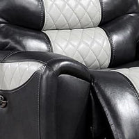 Leiz 40 Inch Power Recliner Chair, USB Port, Gray and Black Faux Leather - BM312175