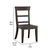 Lase 22 Inch Dining Side Chair Set of 2, Ladder Back, Antique Black Wood - BM312188