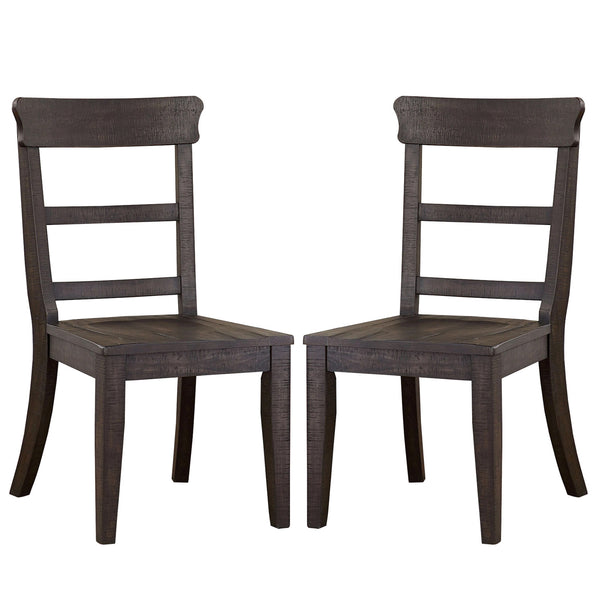 Lase 22 Inch Dining Side Chair Set of 2, Ladder Back, Antique Black Wood - BM312188