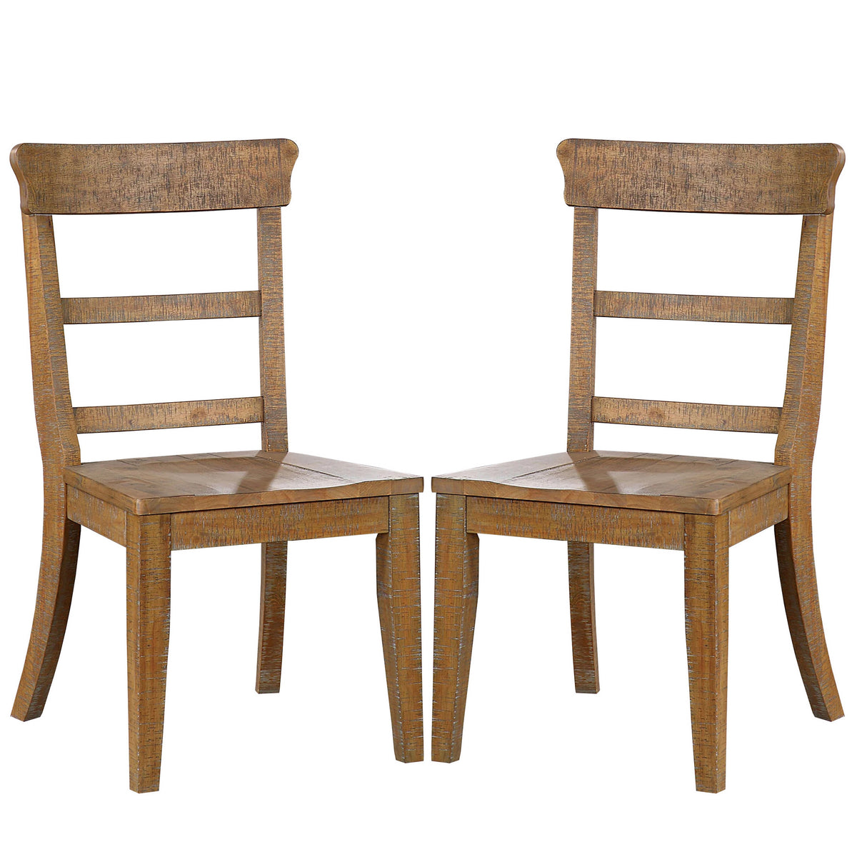 Lase 22 Inch Dining Side Chair Set of 2, Ladder Back, Natural Brown Wood - BM312189