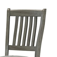 26 Inch Counter Height Chair Set of 2, Slat Back, Gray Wood, Fabric Seat - BM312192