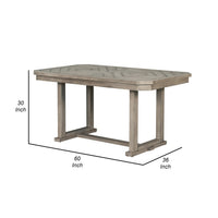 Lais 60 Inch Dining Table, Rectangular, Diamond Wood Grain Pattern, Gray - BM312198