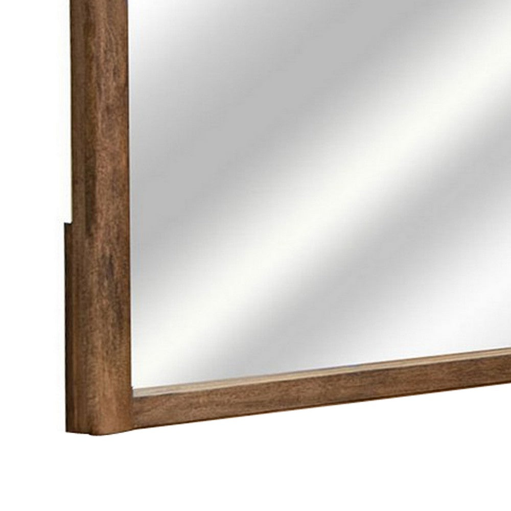 Olum 38 x 38 Dresser Mirror, Square Shape, Mango Wood, Natural Brown Finish - BM312204