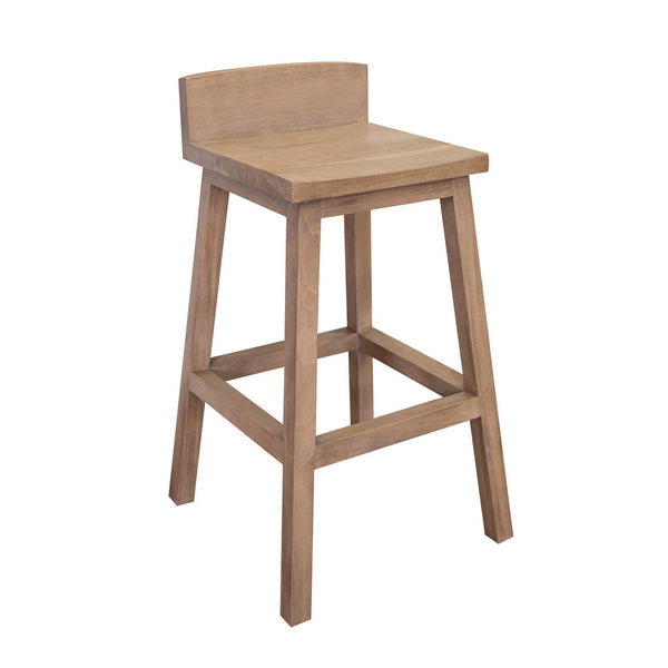 Umey 30 Inch Barstool Set of 2, Square Seat, Low Backrest, Brown Wood - BM312216