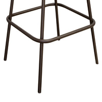 Umey 30 Inch Barstool, Footrest, Metal Frame, Solid Brown Mango Wood Top - BM312218