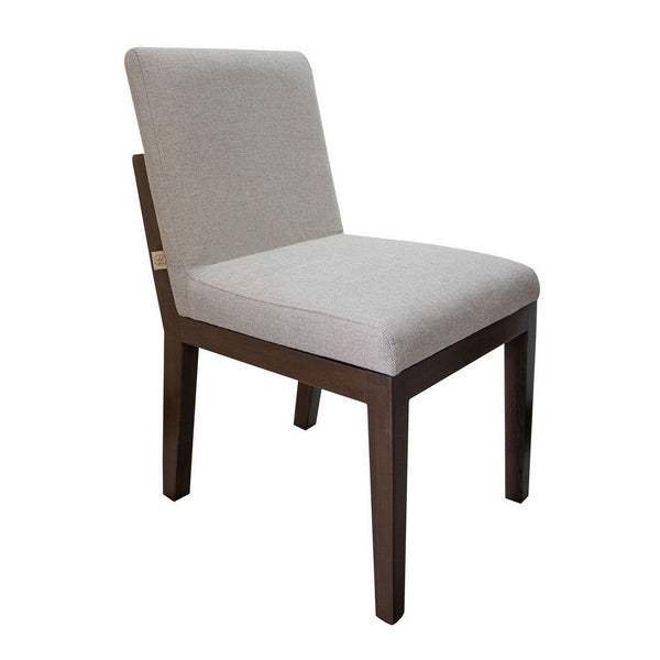 Umey 23 Inch Side Dining Chair Set of 2, Beige Fabric, Brown Solid Wood  - BM312219