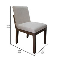 Umey 23 Inch Side Dining Chair Set of 2, Beige Fabric, Brown Solid Wood  - BM312219