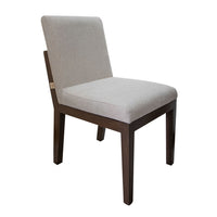 Umey 23 Inch Side Dining Chair Set of 2, Beige Fabric, Brown Solid Wood  - BM312219