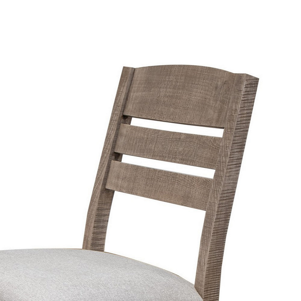 Nite 20 Inch Dining Chair Set of 2, Fabric Seat, Solid Wood, Taupe Brown - BM312227