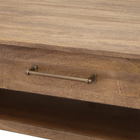 Olum 50 Inch Cocktail Coffee Table, Drawers, Lower Shelf, Brown Mango Wood - BM312230