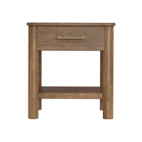 Olum 25 Inch Side End Table, 1 Drawer, Lower Shelf, Square Top, Wood, Brown - BM312232