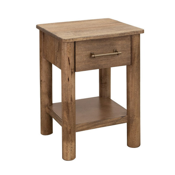 Olum 25 Inch Side End Table, 1 Drawer, Lower Shelf, Square Top, Wood, Brown - BM312232