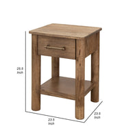 Olum 25 Inch Side End Table, 1 Drawer, Lower Shelf, Square Top, Wood, Brown - BM312232