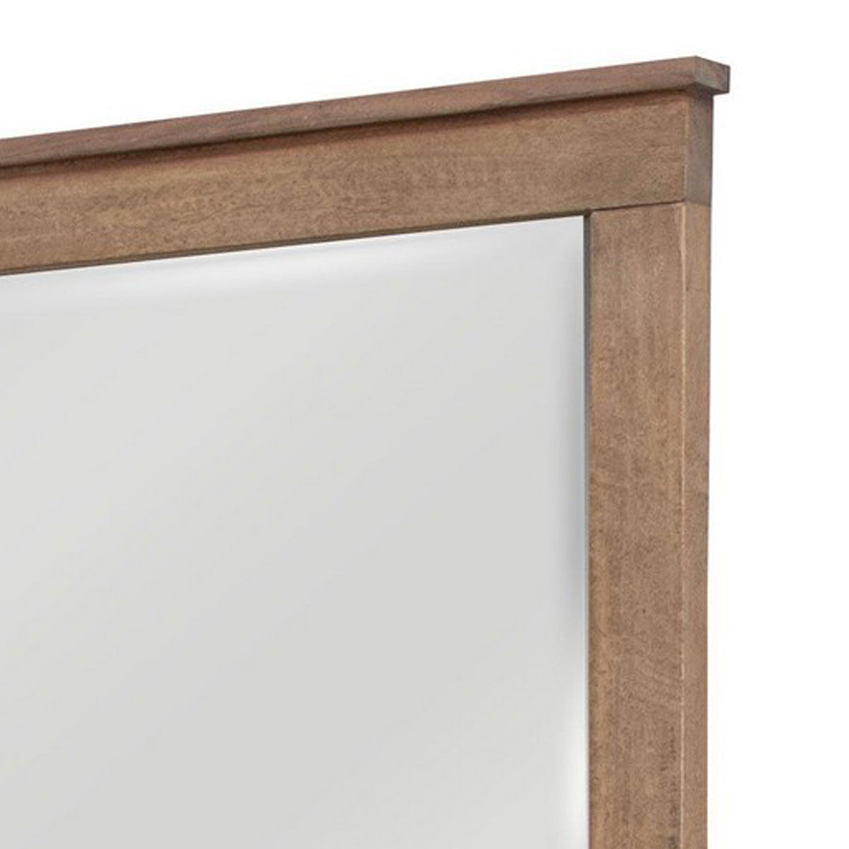 Neuv 33 x 36 Dresser Mirror, Square Shape, Solid Wood Frame, Natural Brown - BM312239