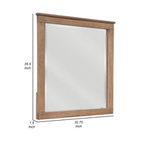 Neuv 33 x 36 Dresser Mirror, Square Shape, Solid Wood Frame, Natural Brown - BM312239