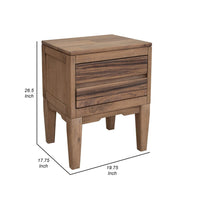 Neuv 27 Inch Nightstand, 2 Drawers, Solid Mango Wood Frame, Natural Brown - BM312240