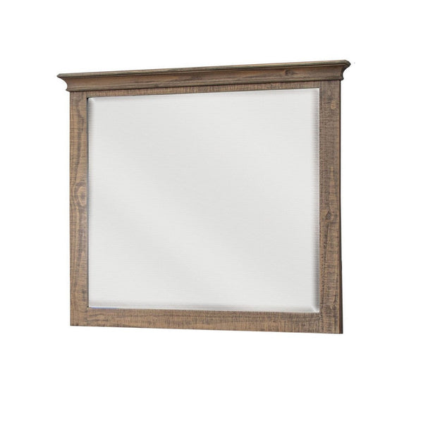 Riel 37 x 42 Dresser Mirror, Square, Wire Brushed Solid Wood, Sandy Brown - BM312244