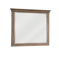 Riel 37 x 42 Dresser Mirror, Square, Wire Brushed Solid Wood, Sandy Brown - BM312244