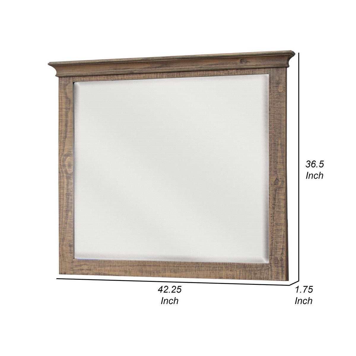 Riel 37 x 42 Dresser Mirror, Square, Wire Brushed Solid Wood, Sandy Brown - BM312244