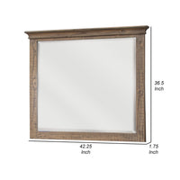 Riel 37 x 42 Dresser Mirror, Square, Wire Brushed Solid Wood, Sandy Brown - BM312244