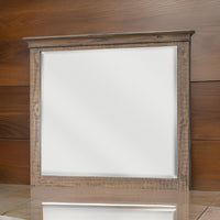 Riel 37 x 42 Dresser Mirror, Square, Wire Brushed Solid Wood, Sandy Brown - BM312244