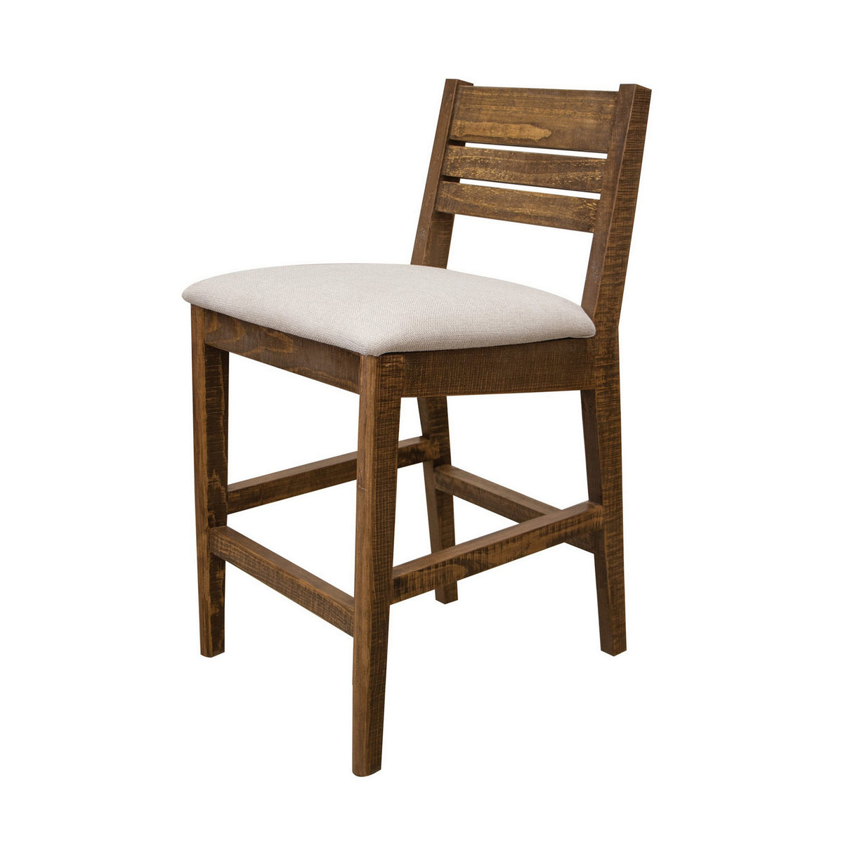 Texu 30 Inch Barstool Chair Set of 2, Peanut Brown Solid Wood, Fabric - BM312249