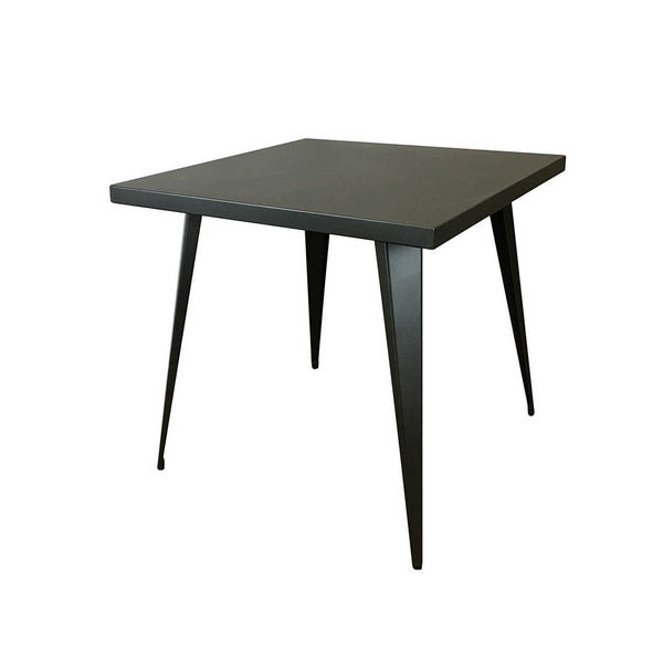 Oran 32 Inch Dining Table, Square Metal Top, Tapered Legs, Gray Finish - BM312251