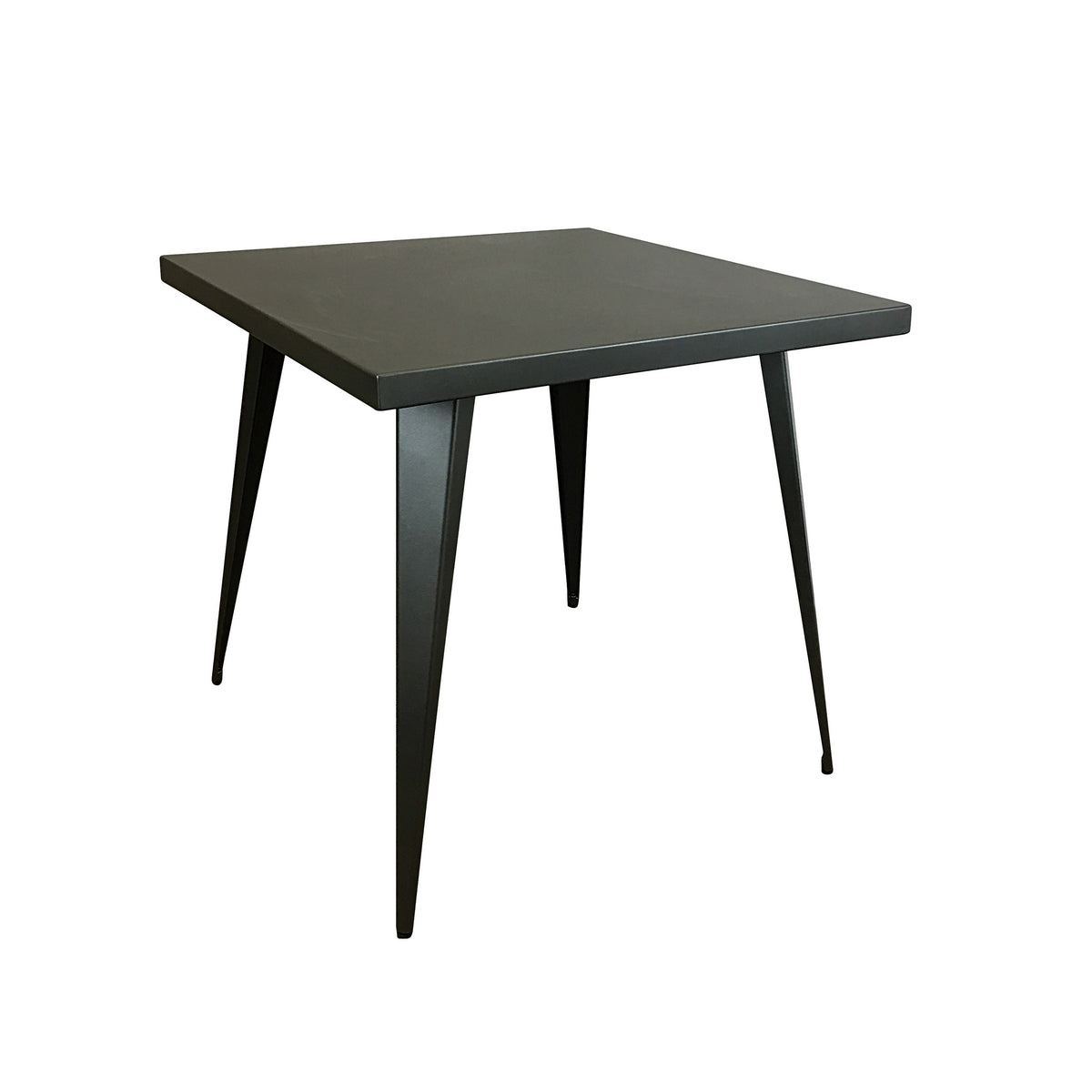 Oran 32 Inch Dining Table, Square Metal Top, Tapered Legs, Gray Finish - BM312251