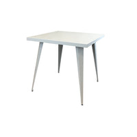 Oran 32 Inch Dining Table, Square Metal Top, Tapered Legs, White Finish - BM312252