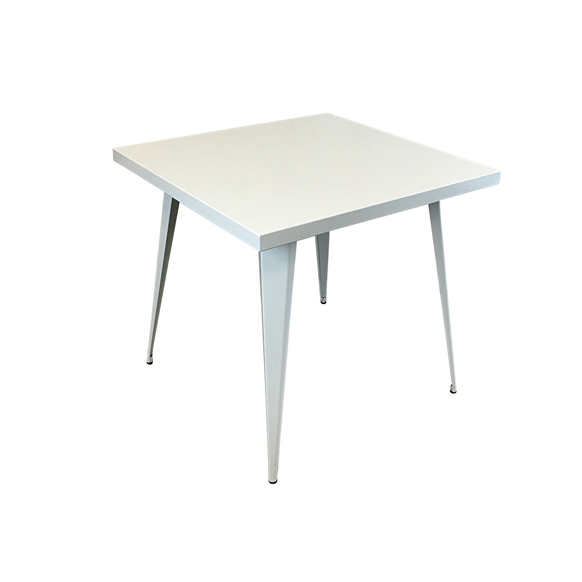 Oran 32 Inch Dining Table, Square Metal Top, Tapered Legs, White Finish - BM312252