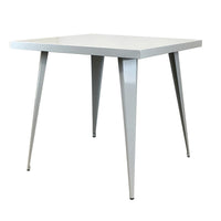 Oran 32 Inch Dining Table, Square Metal Top, Tapered Legs, White Finish - BM312252
