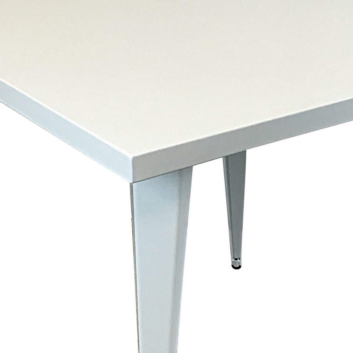 Oran 32 Inch Dining Table, Square Metal Top, Tapered Legs, White Finish - BM312252