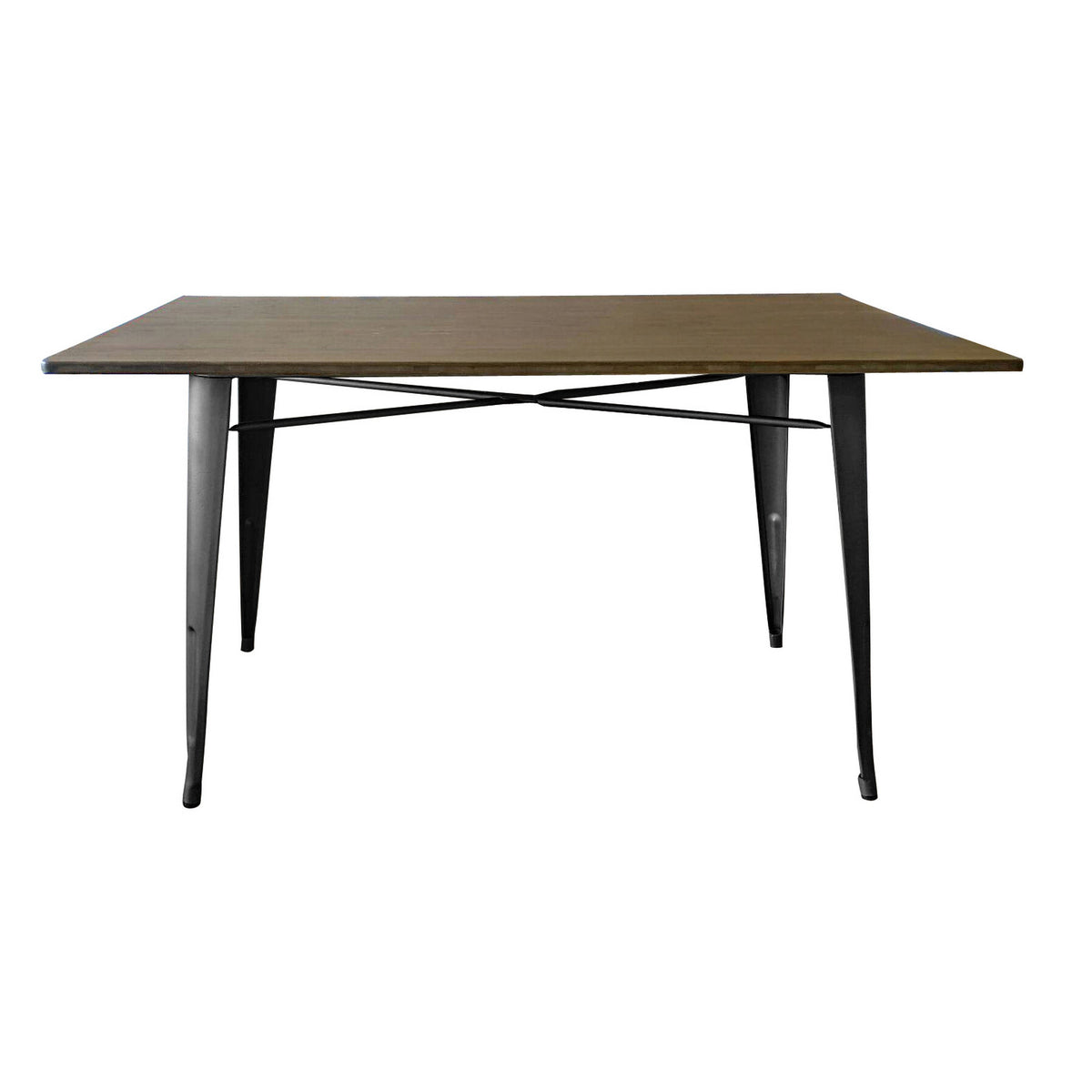 Matie 55 Inch Dining Table, Rectangular Wood Top, Metal Legs, Gray Finish - BM312253