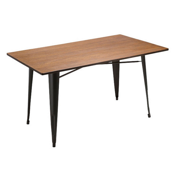 Matie 55 Inch Dining Table, Rectangular Wood Top, Metal Legs, Gray Finish - BM312253